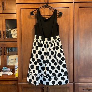 ELIZA J POLKA DOT BLACK & WHITE FIT & FLARE DRESS sz 2